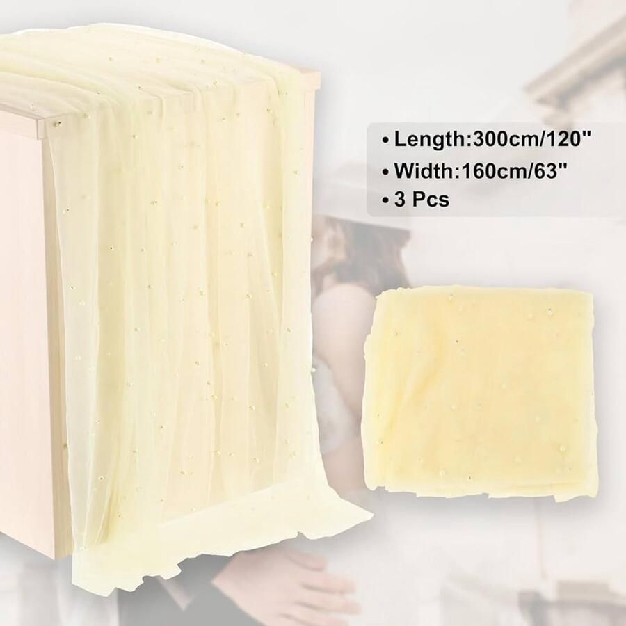 Lichtgeel tule stoffen tafelkleed 3 stuks geschikt voor bruiloften en feesten