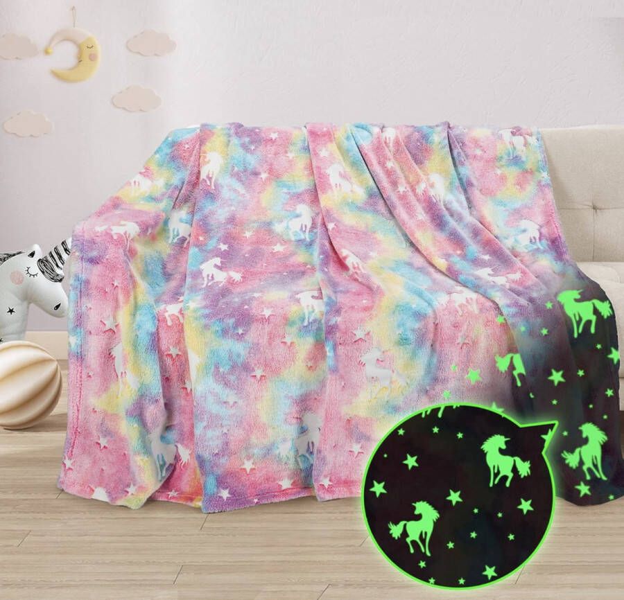 Lichtgevende Kid's Throws deken zachte pluizige gezellige fleece pluche kinderdeken voor slaapbank warme winter Couch Throw All Season for Children Kids 150 x 130 cm roze