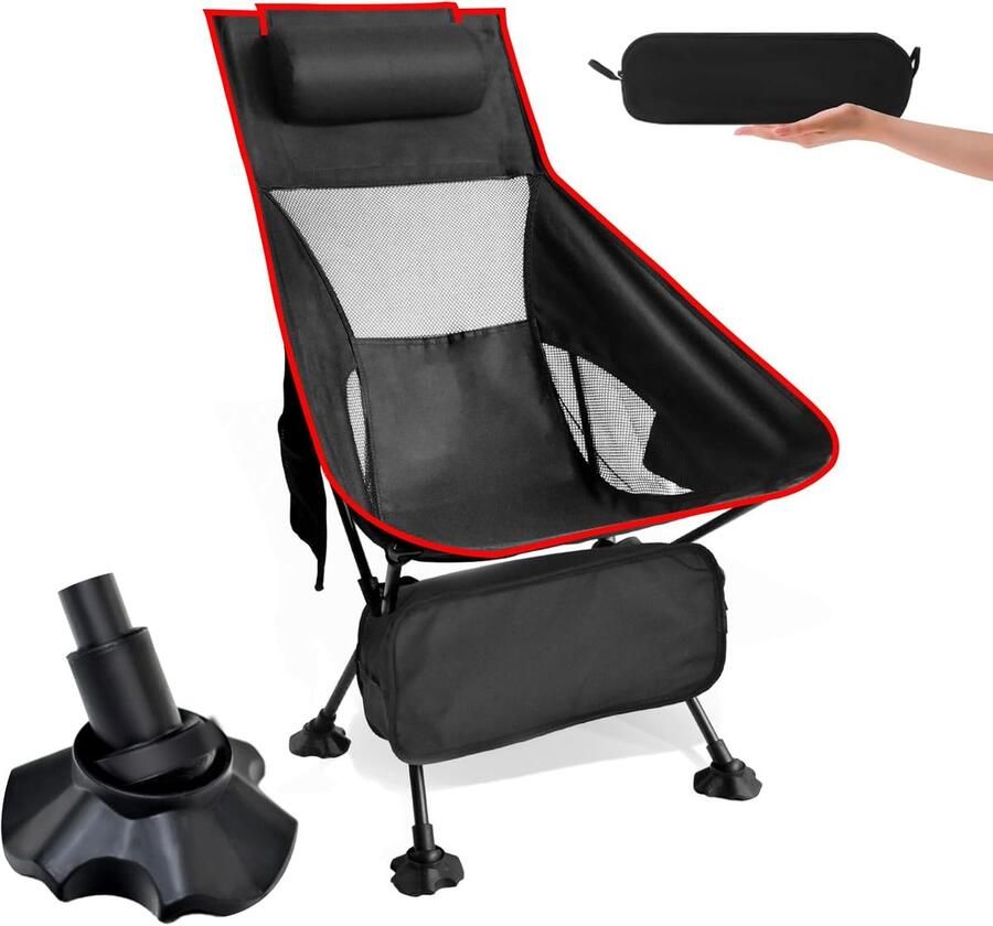 Lichtgewicht campingstoel hoog en comfortabel 1 stuk rood