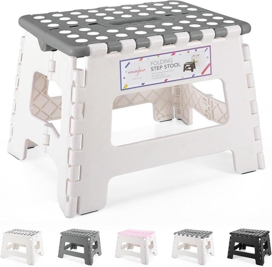 Lichtgewicht Opvouwbare Opstapkruk voor Kinderen en Volwassenen – Antislip Plastic Kruk voor Badkamer en Slaapkamer