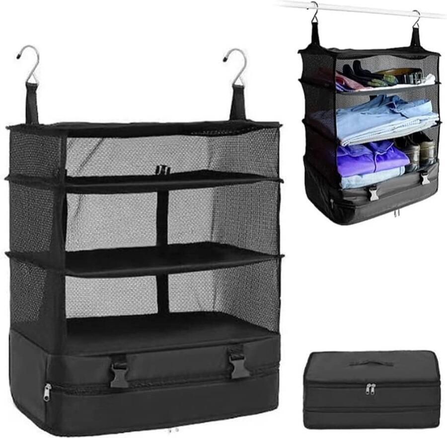 Luvetrex Lichtgewicht Opvouwbare Reistas Met Handige Hangende Plankjes Voor Overzichtelijke Bagageopslag