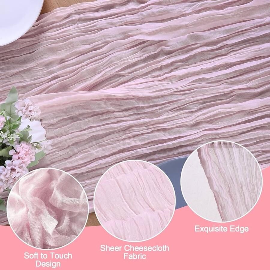 Lichtgewicht Tafelloper Rosé Set van 6 300x90cm Katoen