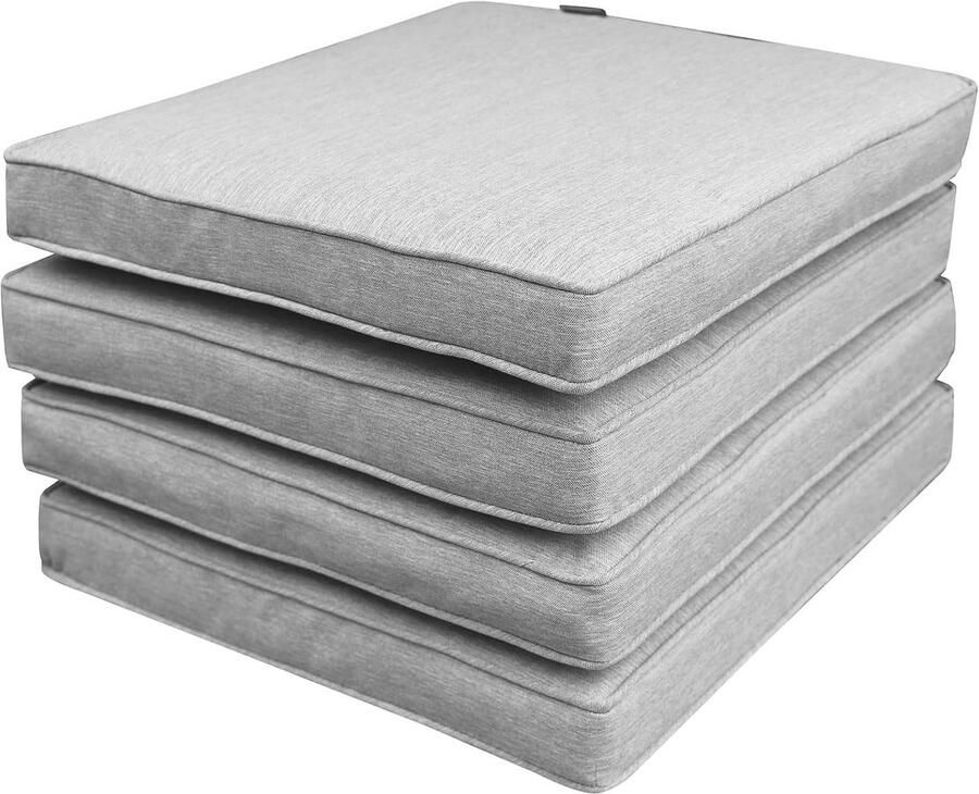 Lichtgrijs Bankkussen Set 4 x Stoelkussen met Afneembare Overtrek voor Tuinbank 50 x 50 x 7 cm