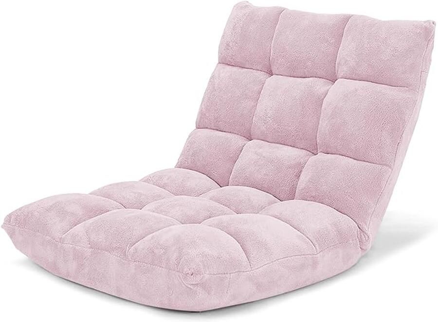 Lichtroze vloerbank met rugleuning – Multifunctionele loungestoel voor binnen en buiten