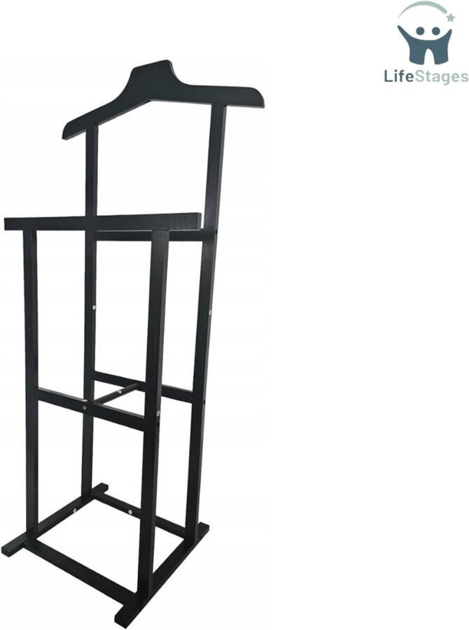 LifeStages Dressboy 2x Kledingbutler Zwart 102 X 47 X 36 Cm Houten Kledingrek Dressboy Kledingroede Kledingrek