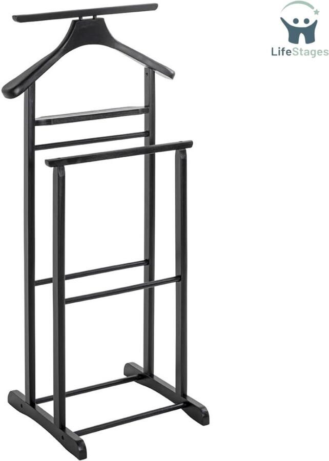 LifeStages Dressboy Kapstok zwart Massief hout Afmetingen: B 47 cm x H 102 cm x D 36 cm Stijl: Traditioneel