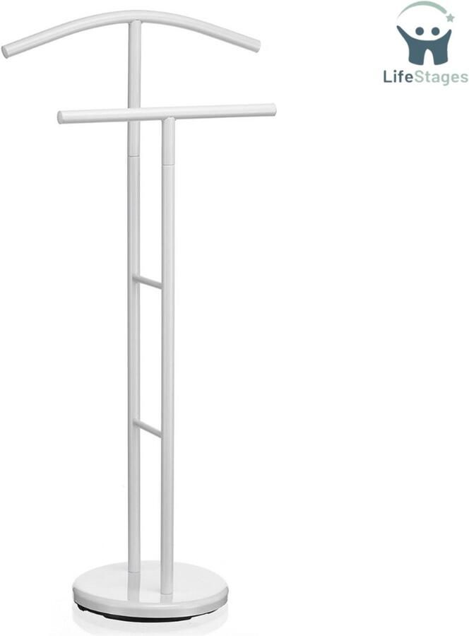 LifeStages Dressboy Kledingstang Voor Heren Met Broekenhanger Metaal Wit