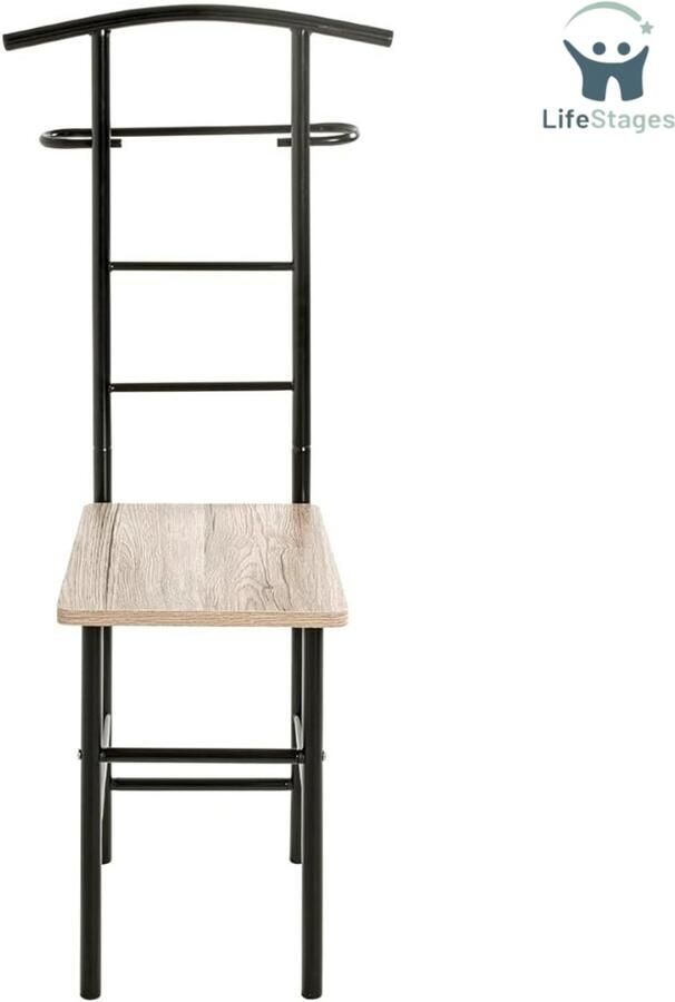LifeStages Dressboy Meubel Kapstok Eik San Remo Zwart MDF Metaal Afmeting: B 46 Cm X H 109 Cm X D 46 Cm Stijl: Modern