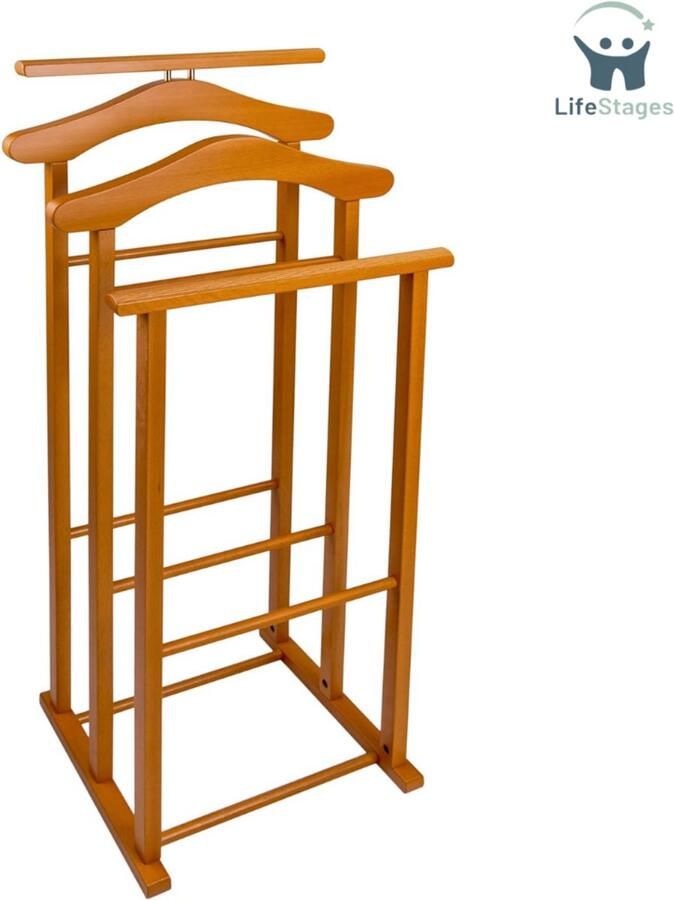 LifeStages Dressboy voor Slaapkamer Maxi Hout 3-Voudige Dragers kersenhout