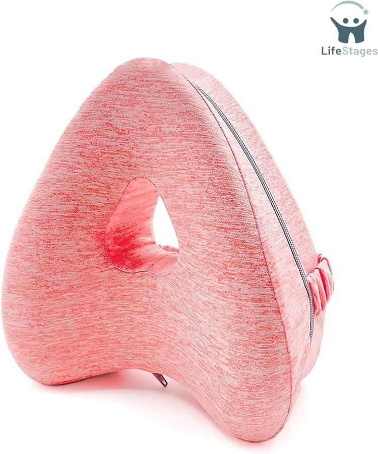 LifeStages Kniekussen voor in Bed Kniekussen Glad Ruggengraatuitlijningskussen Kniekussen Voor Verlichting Van Heuppijn Kniesteunkussen Heupkussen Voor Zijslapen Kniekussen Om Aan De Zijkant Te Slapen (Rood)
