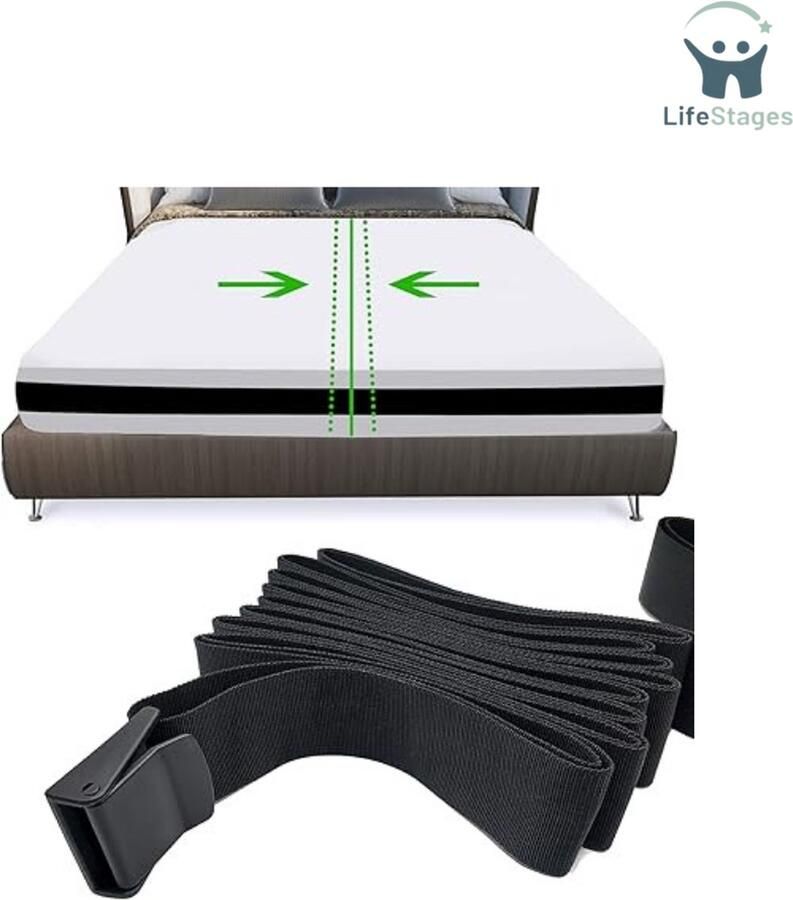 LifeStages Matrasbinder Matrashouder Verbindt Twee Matrassen Tot Een Groot lLgoppervlak Variabel Instelbaar Matrasstopper Tweepersoonsbed Brug