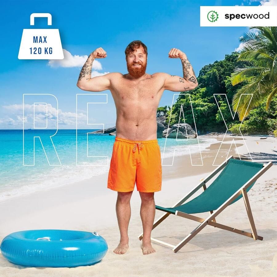 Ligstoel inklapbaar houten ligstoel relaxstoel campingstoel tuinligstoel weerbestendig inklapbaar 119 x 58 cm kleur geel klapstoel hout