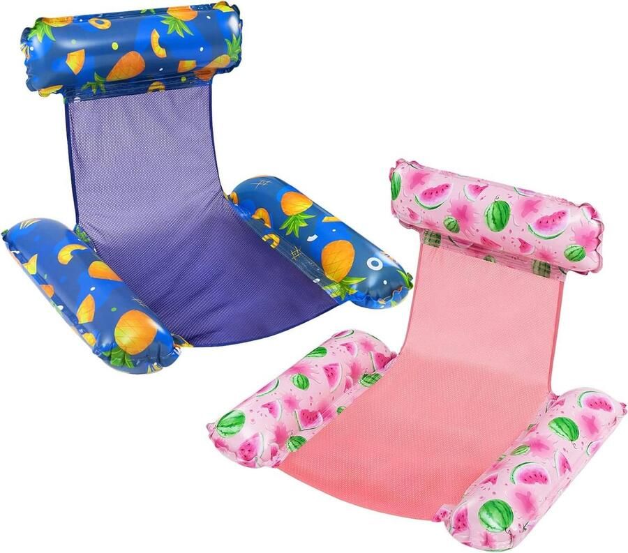 Ligstoel waterhangmat 2 verpakkingen opblaasbare zwemmat voor volwassenen drijvend multifunctioneel zwembad ligbed zomer buitenzwembad strand meer Waterhangmat