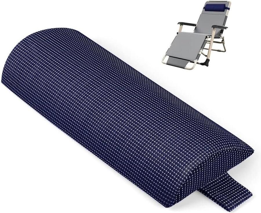 Ligstoelkussen nekkussen voor tuinstoelen waterafstotend met elastische band ligkussen voor ligstoel badkamerligstoel saunaligstoel tuinstoelen buitenhoofdsteun (35 x 15 x 5 cm) (marineblauw)