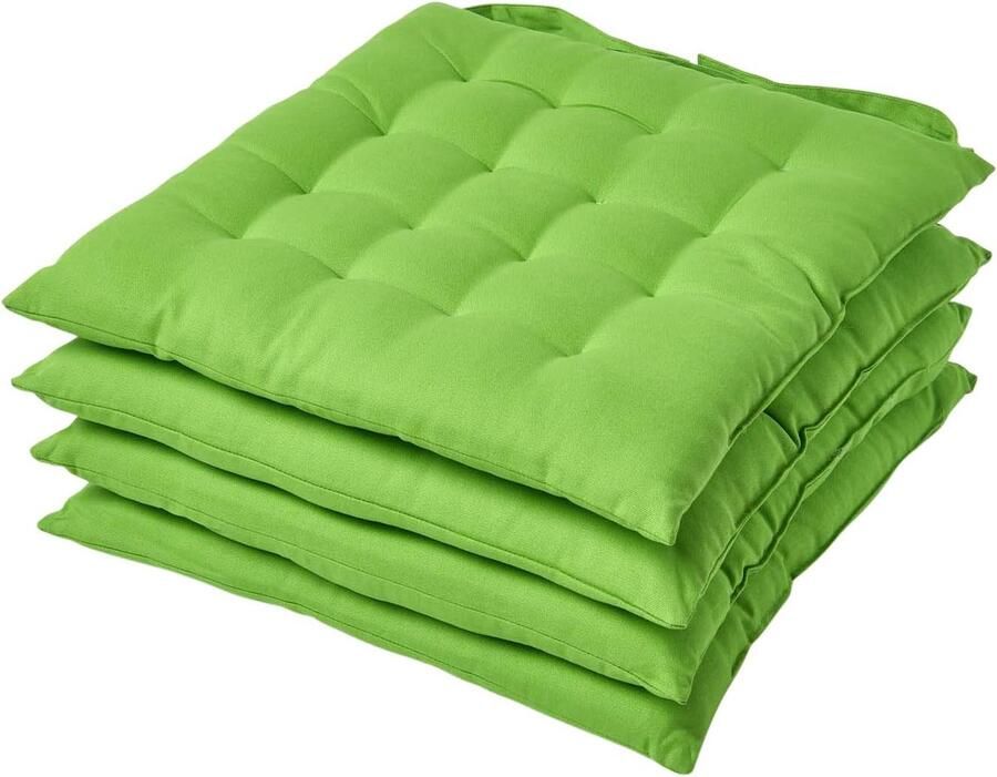 Limoengroene Zitkussens voor Eetkamerstoelen Set van 4 Katoenen Stoelkussens 40x40 cm