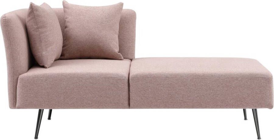 Linker chaise longue in roze stof NAPASA L 162 cm x H 77 cm x D 82 cm