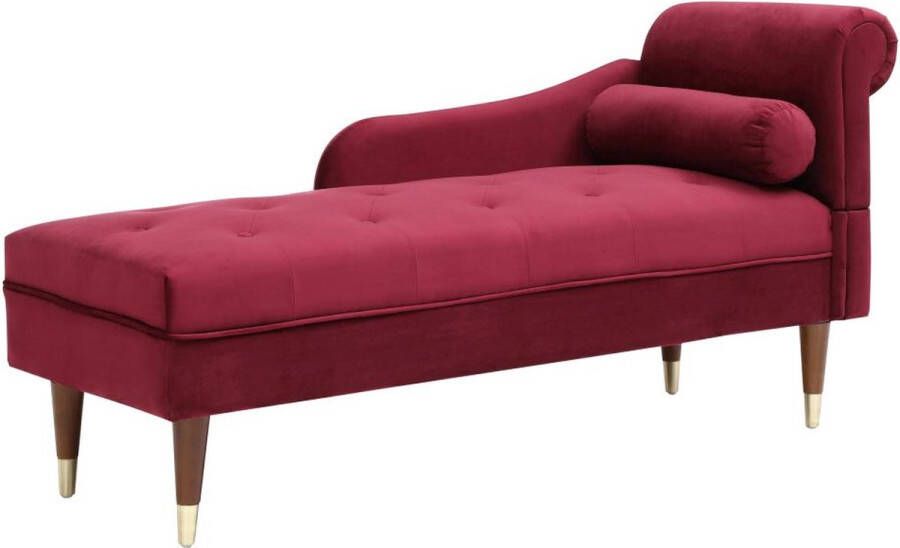 Linkse chaise longue van bordeaux-rood velours UMARI L 149 cm x H 76 cm x D 59 cm
