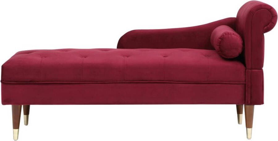 Linkse chaise longue van bordeaux-rood velours UMARI L 149 cm x H 76 cm x D 59 cm