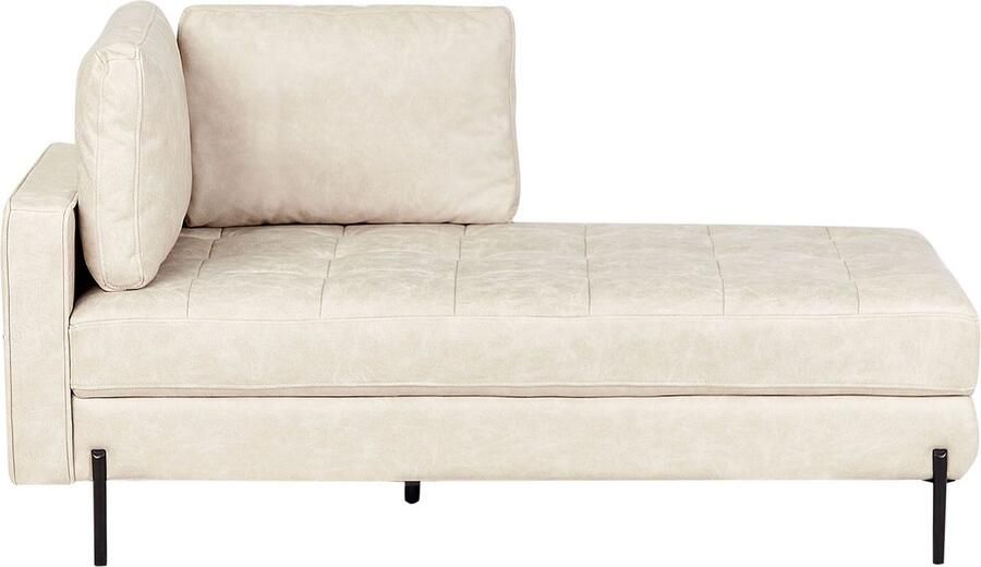Beliani Linkszijdige chaise longue REBAIS Kunstleer Lichtbeige