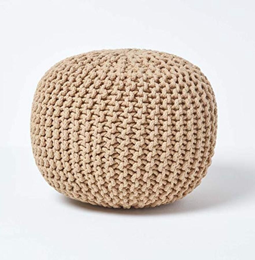 Linnen Gebreide Poef Voetenbank van 100% Katoen voor Woonkamer Kinderkamers of Ouderen