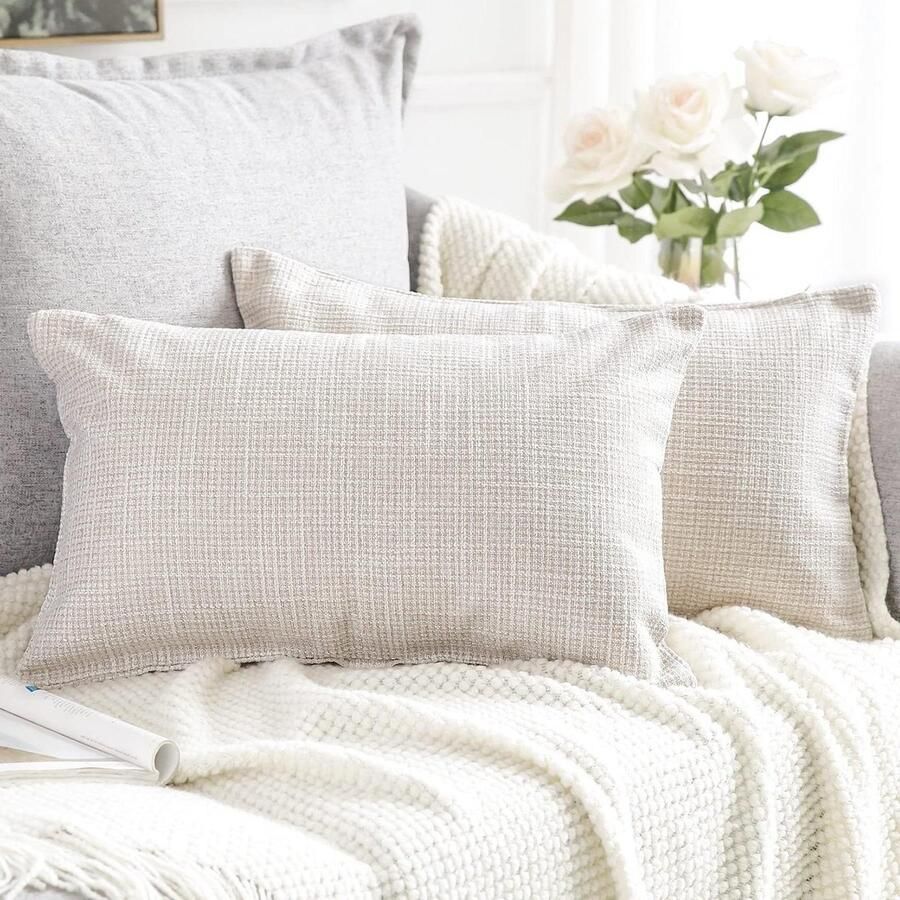 Linnen premium kwaliteit decoratieve rechthoekig groot formaate kussenslopen voordeelset van 2 voor woondecoratie bank slaapkamer auto kaki 30 x 50 cm hoes voor sierkussen 30x50