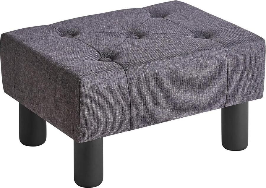 Linnen rechthoekige voetenbank met houten poten voetensteun poef kruk woonkamer entree kantoor 40 x 30 cm