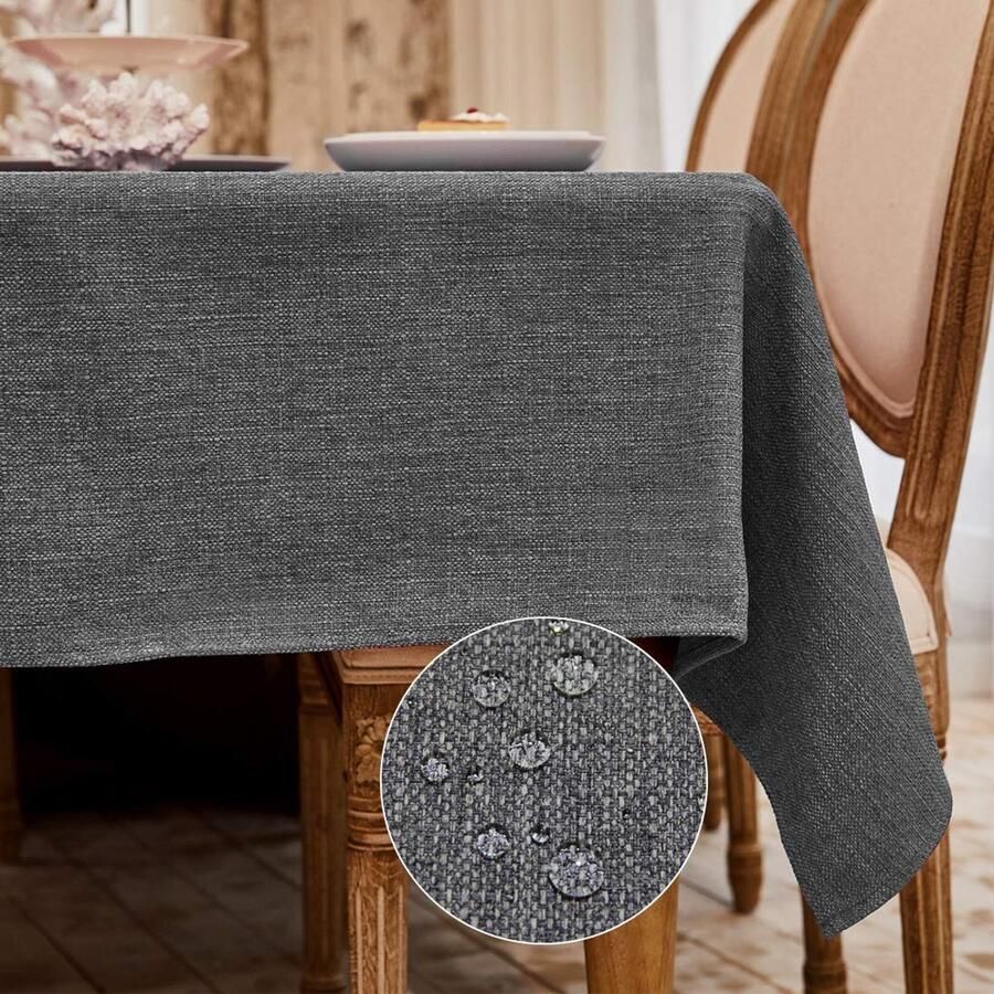 Linnen tafelkleed Hoogwaardig Onderhoudsvriendelijk Waterdicht 1 stuk Licht grijs