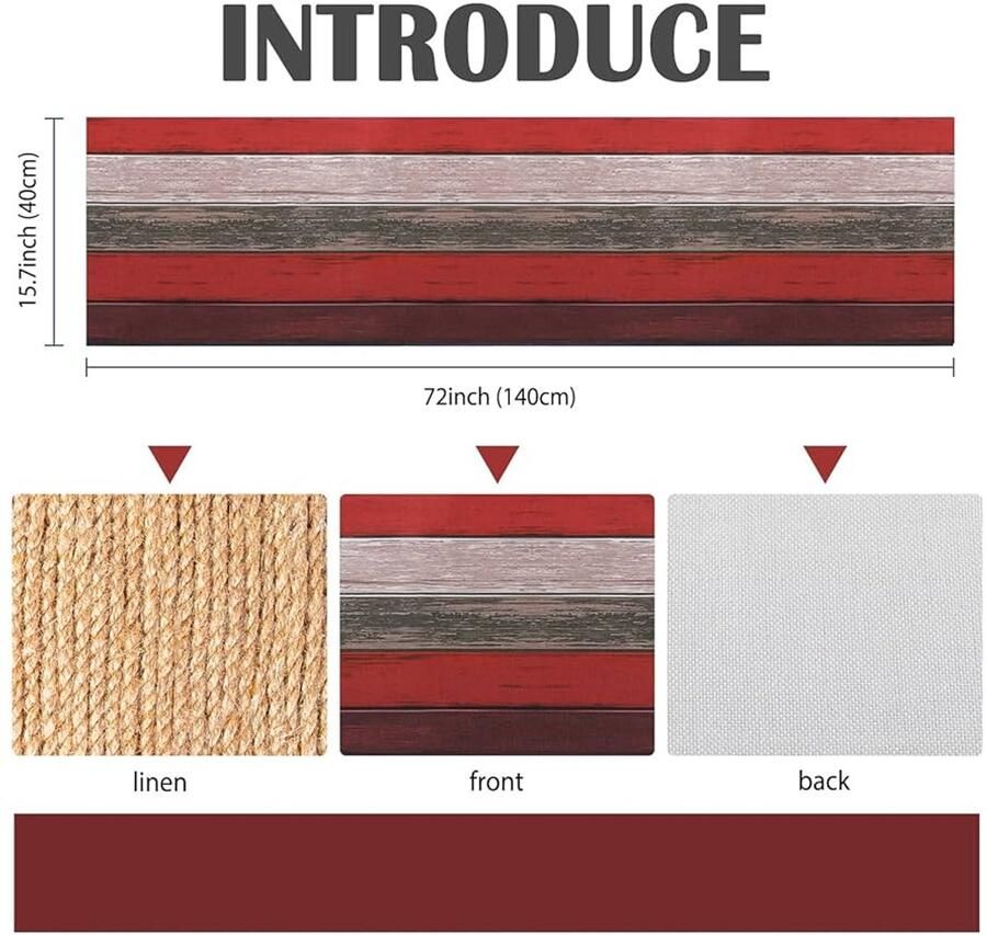 Linnen Tafelloper Rood Modern en Onderhoudsvriendelijk 40 x 140 cm