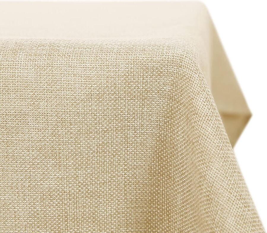 Linnenlook Tafelkleed Waterproof Afwasbaar 150x300cm Crème