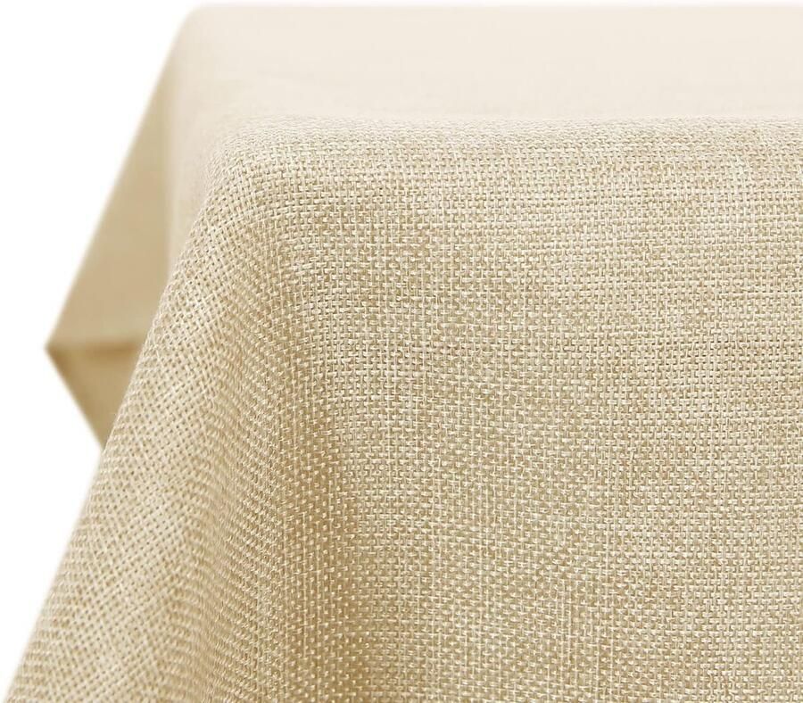 Linnenlook Tafelkleed Waterproof Afwasbaar 150x300cm Crème