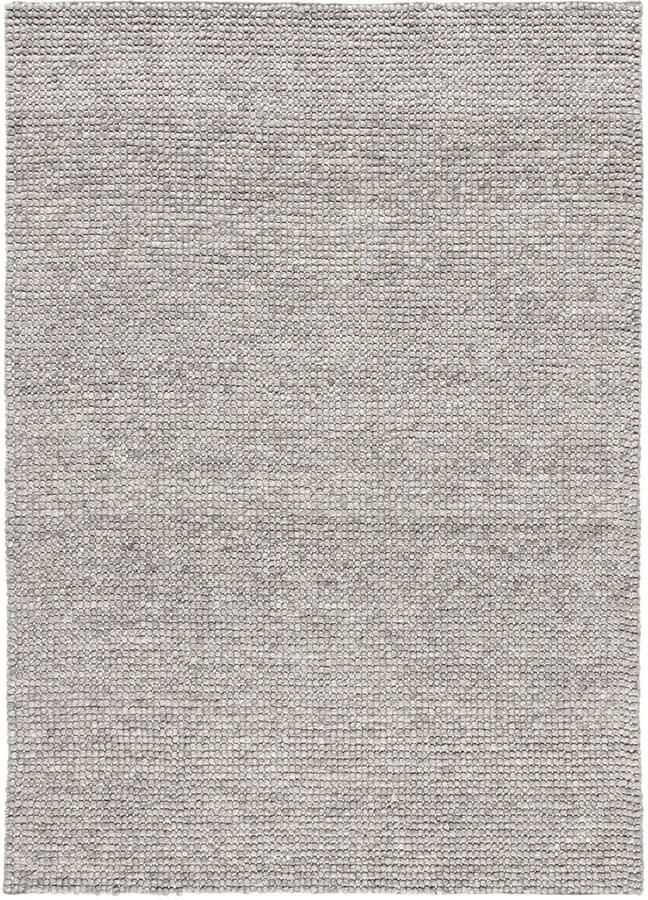 Lino Arte Grey Tapijt 140x200 – Handgeweven Vloerkleed 100% Vervilte Wol – Grijs Laagpolig Design Tapijt Woonkamer Slaapkamer & Eetkamer