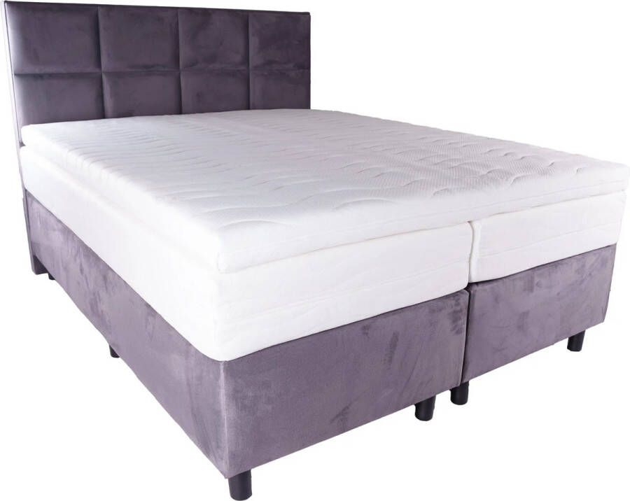 Lion Velvet Boxspring 140x200 Velvet Grijs 2 Enkele Matrassen incl. topper - Foto 2