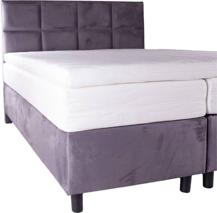 Lion Velvet Boxspring 140x200 Velvet Grijs 2 Enkele Matrassen incl. topper