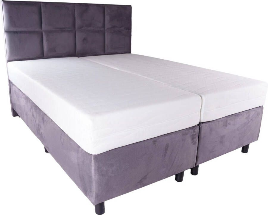 Lion Velvet Boxspring 180x200 Velvet Grijs 2 Enkele Matrassen
