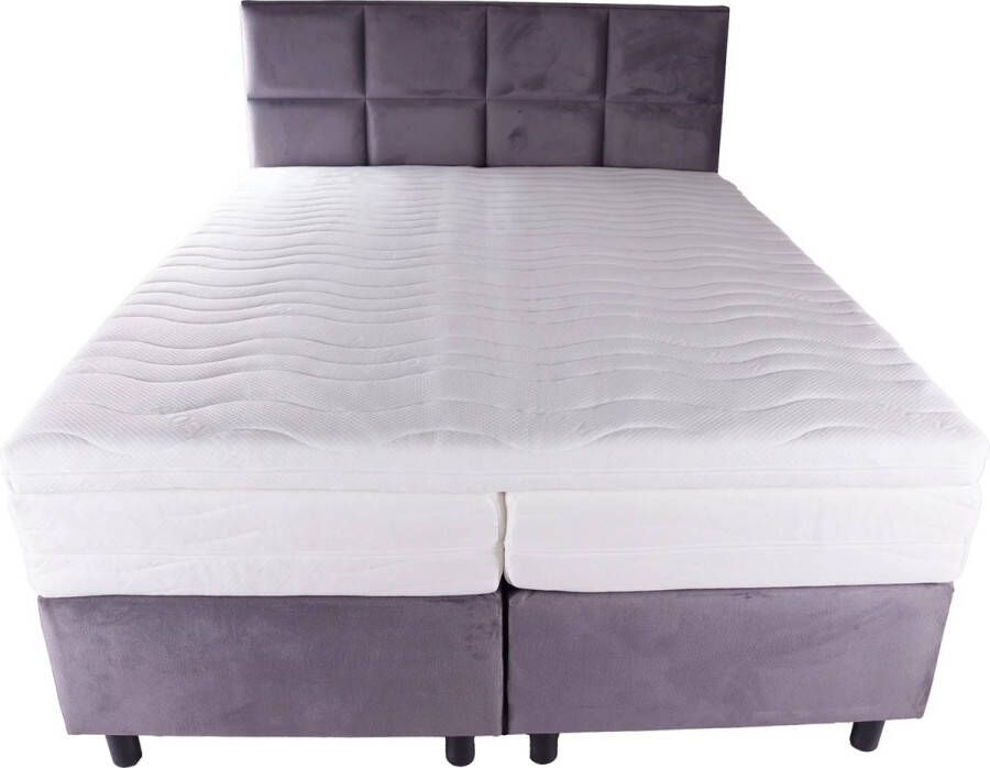 Lion Velvet Boxspring 180x200 Velvet Grijs 2 Enkele Matrassen incl. topper