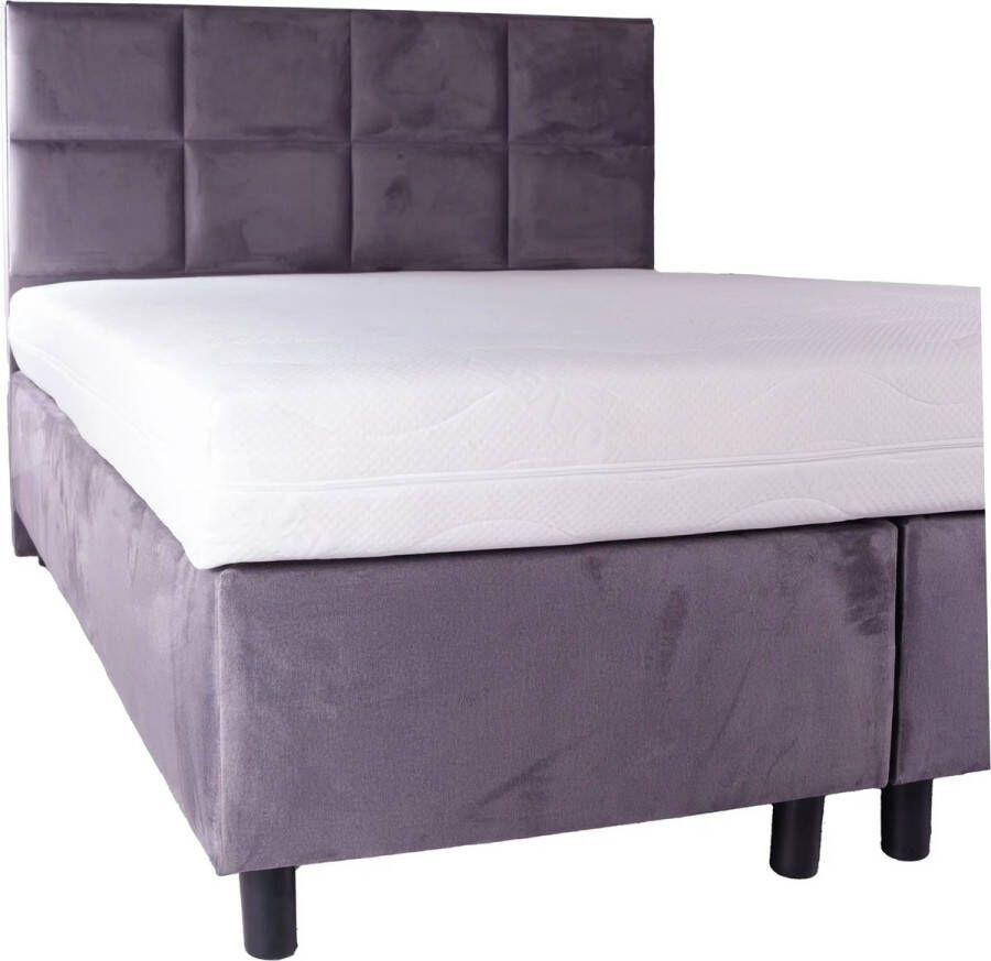 Lion Velvet Boxspring 180x200 Velvet Grijs Enkel Matras Incl. topper - Foto 2