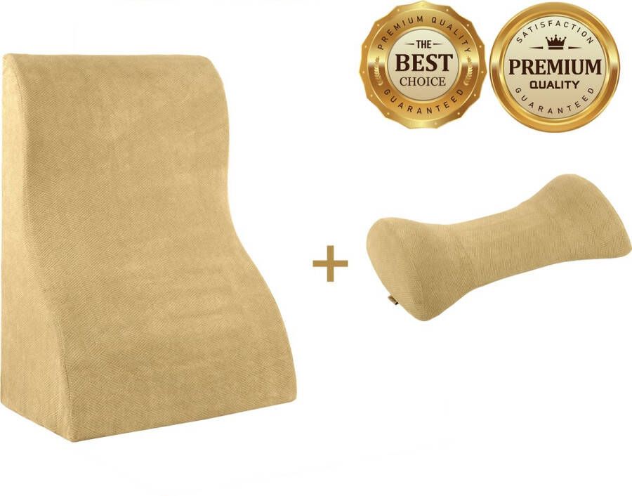 Livingful Premium Driehoekig Wigkussen + Lumbaal Steunkussen • Taille Ondersteuning Slaapkussen voor bed • Geheugenschuim Onderrug Steunkussen •Zure Reflux •Anti-snurken Brandend Maagzuur Perfect voor tijdens het Ontspannen Gamen Lezen of TV Kijken