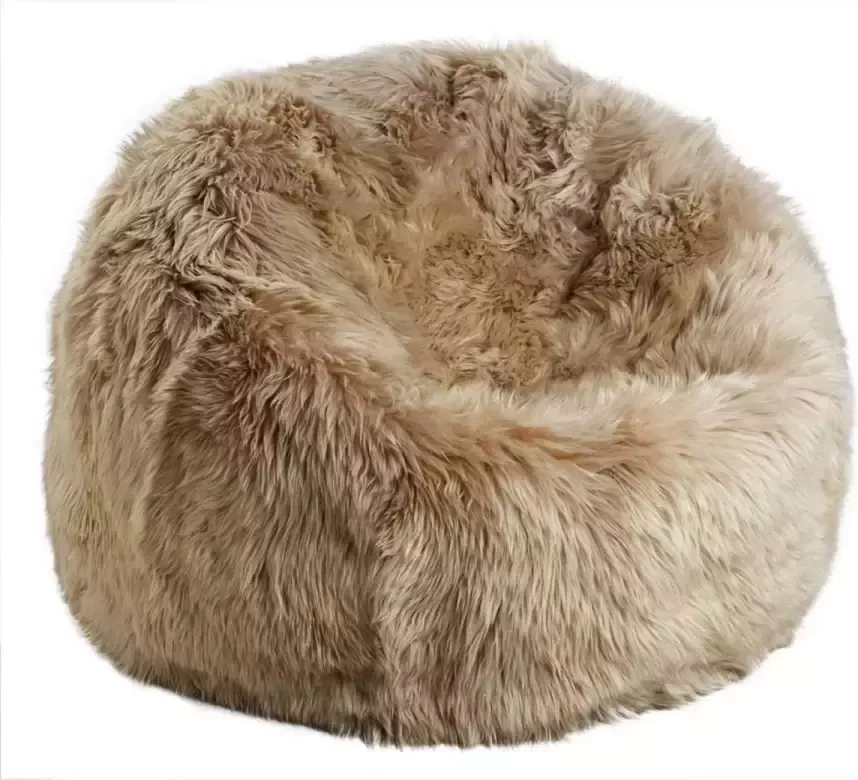 LivingLux Zitzak 73 x 74 cm New Zealand Schapenvacht Lichtgrijs - Foto 3