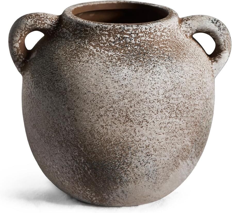 LNXMES landelijke stijl decoratieve vaas keramiek vintage decoratieve bloemenvaas voor woonkamer eettafel salontafel kleine vazen ​​decoratie voor huisdecoratie (binaural)