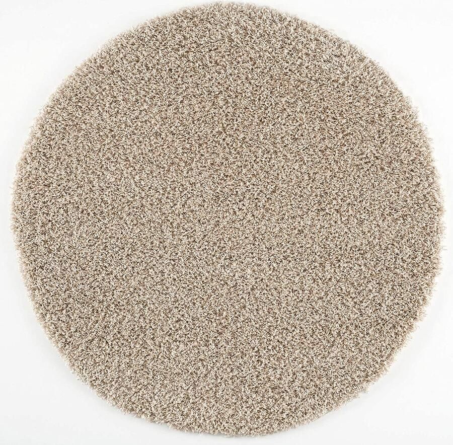 Muratap Loca Shaggy Vloerkleed Rond Beige 150 CM ROND Vloerkleed Hoogpolig Tapijt Woonkamer Slaapkamer - Foto 2