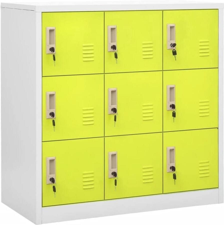 Lockerkast 90x45x92 5 cm in lichtgrijs en groen – Moderne opbergoplossing voor kantoor en huis