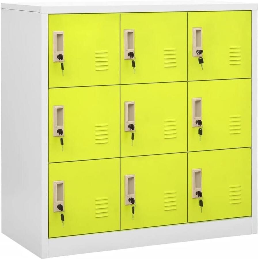 Lockerkast 90x45x92 5 cm staal lichtgrijs en groen Moderne opslagoplossing voor scholen en kantoren