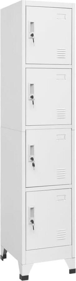 Lockerkast met 4 Compartimenten Metalen Opbergkaste voor Kleding en Persoonlijke Eigendommen