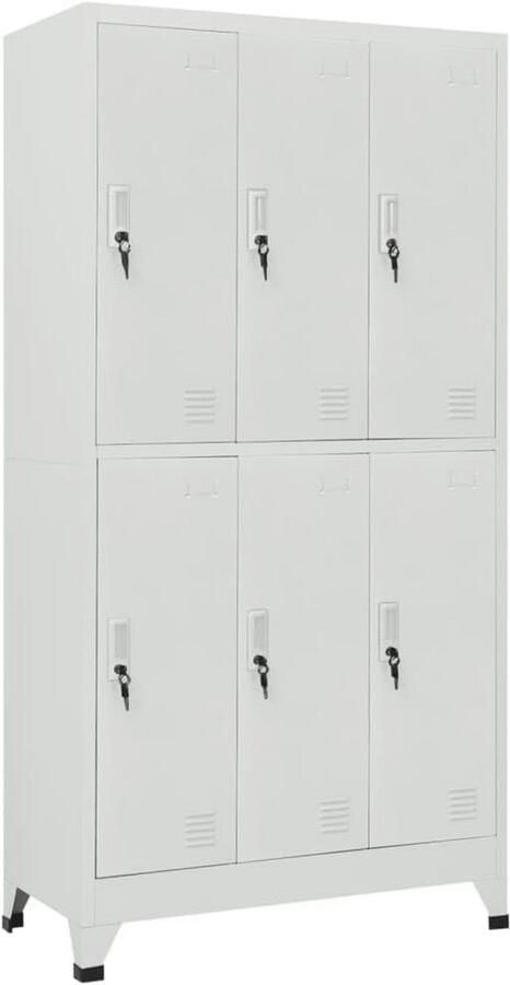 Lockerkast met 6 compartimenten Stalen opbergunit 90x45x180 cm Grijs