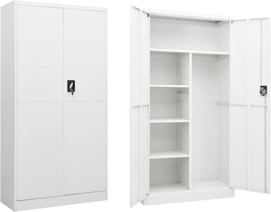 Lockerkast wit 90x40x180 cm Sterke en stijlvolle opbergoplossing
