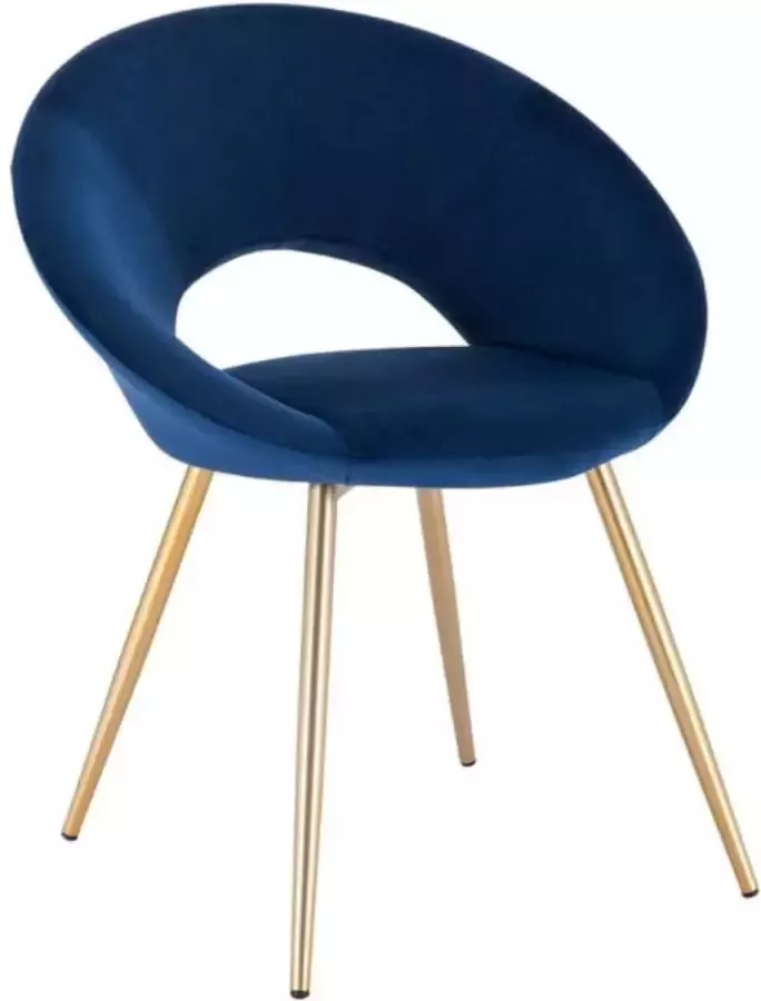 Loft Home Luxe Stoel Velvet Fauteuil Stoel Luxe Eetkamerstoel Stof Lounge Stoel Gouden Poten Blauw