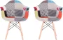 Loft Home Set van 2 Stoelen Eetkamerstoel Eetkamerstoelen Houten poten 2 stoelen Voor keuken of huiskamer Moderne look Geruit Bruin Meerkleurig - Thumbnail 1