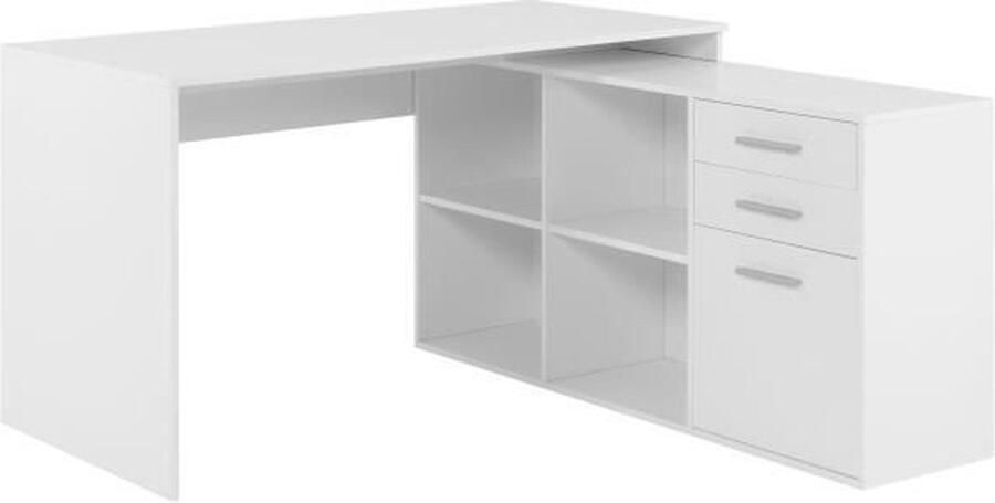 London hoekbureau Spaanplaat Wit decor 136 x 75 x 139 cm