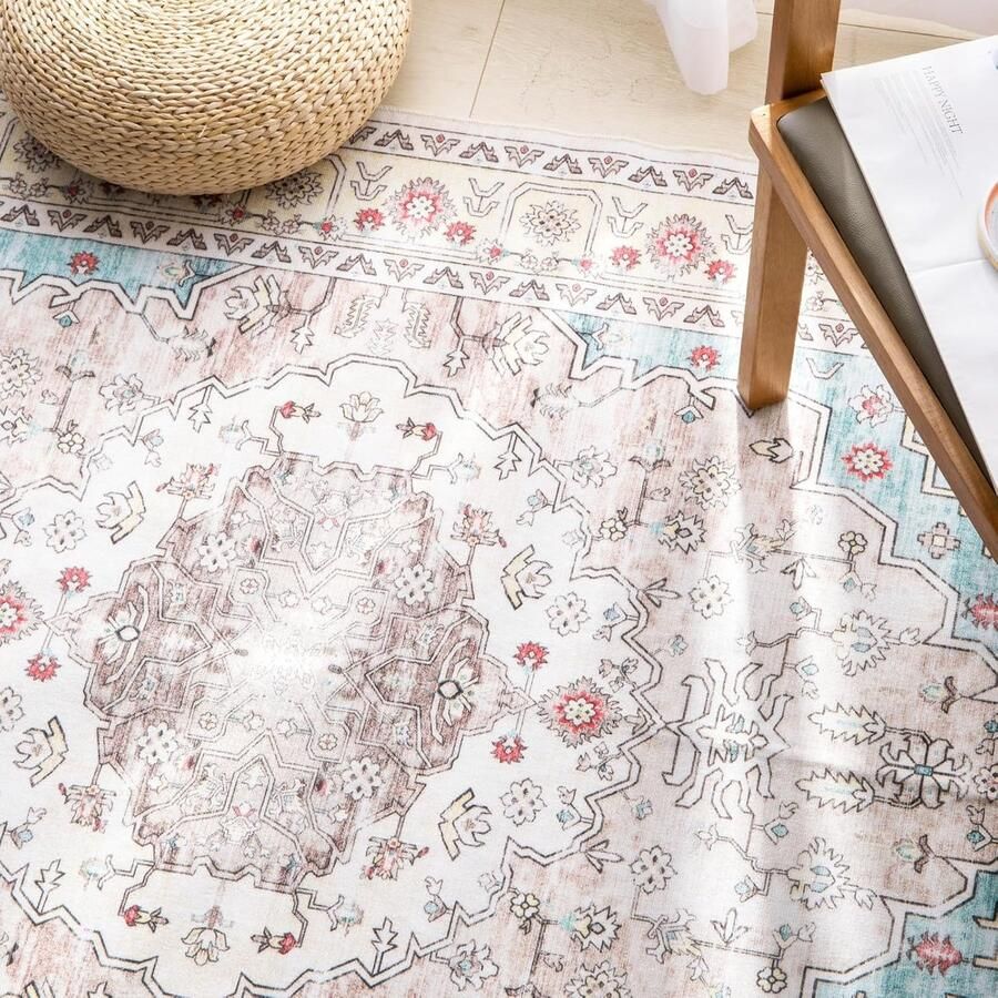 Loper vloerkleed antislip voor woonkamer en gang 90 x 150 cm geel wasbaar