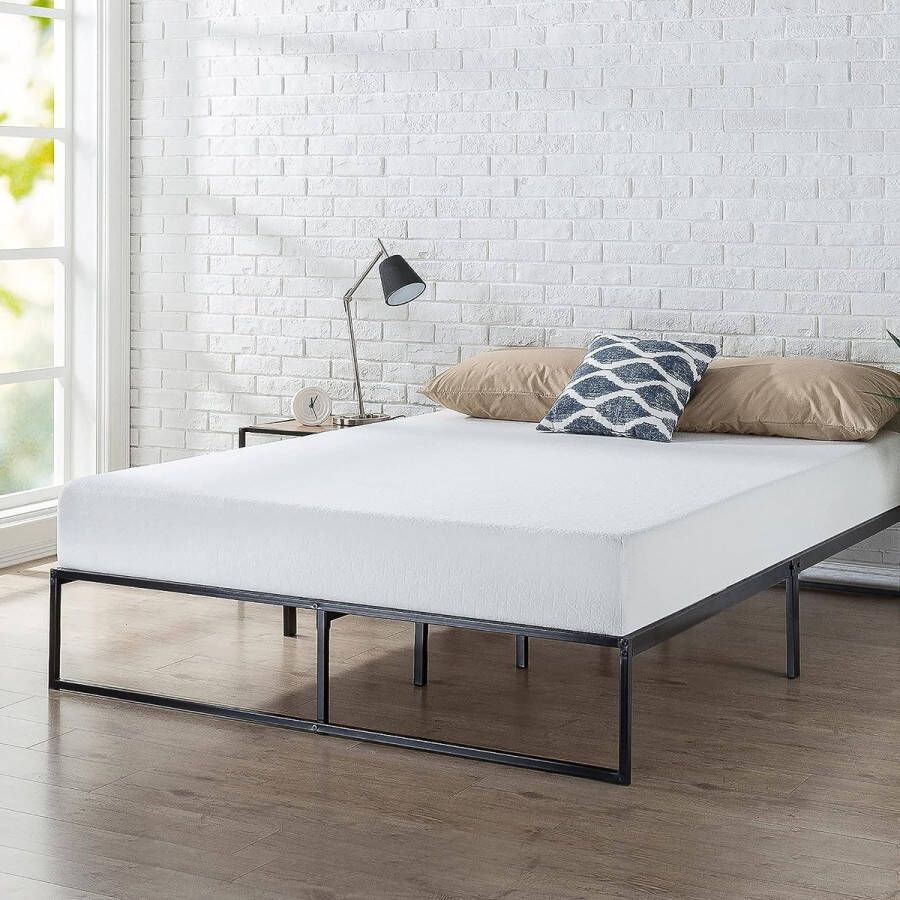 Lorelai Platform bed van metaal 31 cm stalen lattenbodem bedekt op het bed losse montage 140 x 200 cm zwart